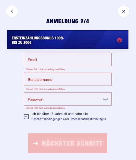 Anmeldung Bankonbet 24