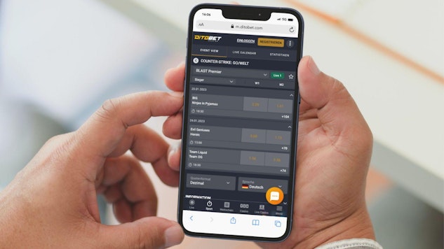 Ditobet eSports-Wetten auf dem Smartphone