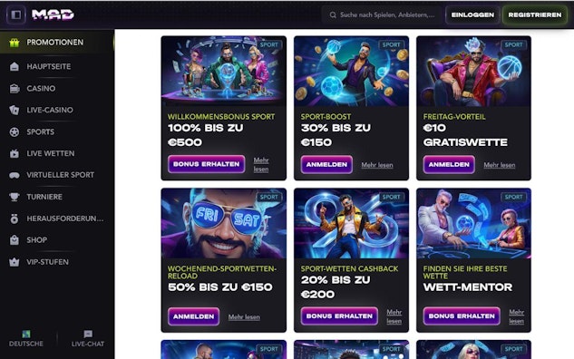Madcasino Sportaktionen im Überblick