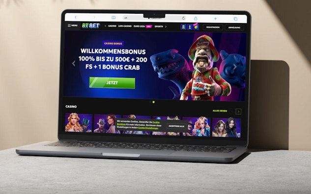 Die Startseite von R Tbets auf dem Laptop