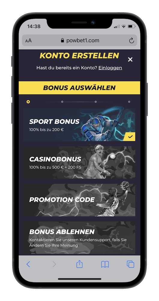 Powbet Registrierung