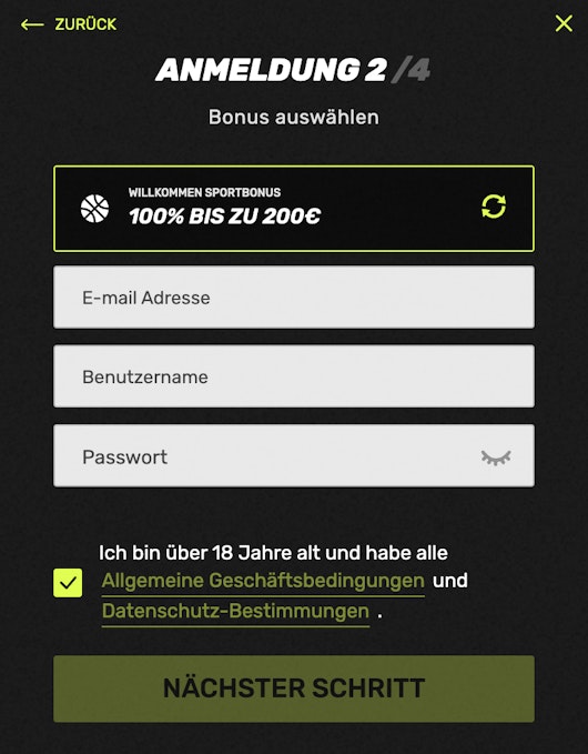 Sportuna Registrierung Schritt 24